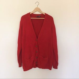 Vintage red oversized knit cardigan